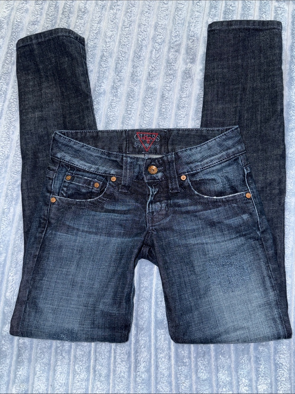 Vintage Y2K GUESS Dark Wash Straight Leg Low-Rise Denim Jeans